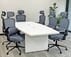 8' White Boat Shaped Table w/6 Mesh Chairs with Flip Up Arms in Gray or Black