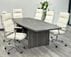 8' Charcoal Boat-Shaped Conference Table w/6 Cream Leather Chairs