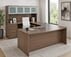 Modern Walnut Peninsula L-Shaped Desk w/Hutch