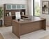 Modern Walnut Rectangular Executive Desk w/6 Drawers