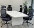 8' White Boat Shaped Table w/6 Mesh Chairs with Flip Up Arms in Gray or Black