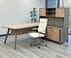 8'W Contrasts Rustic Executive L-Desk with Storage and Hutch