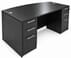 Black Bow Front Conference Desk w/6 Drawers