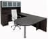 Charcoal Woodgrain Laminate Peninsula U-Desk w/Hutch