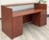 Rectangular Cherry Laminate Reception Desk w/Frosted Glass Panel