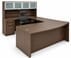 Modern Walnut Conference U-Shaped Workstation w/Hutch