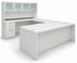 White Laminate Straight Front U-Workstation w/Hutch