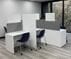 6' White Small Office 2-Person Desk with Mobile Divider and Tackable Privacy Panel