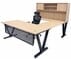 Beaumont Oak Steel V-Leg Rectangular Front U-Shaped Desk with Hutch