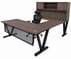 Columbia Walnut Steel V-Leg Rectangular Front U-Shaped Desk with Hutch