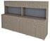 9' Custom Counter Height Workstation with Locking Storage Hutch and Tackboard