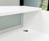 L-Shaped White Reception Desk w/Frosted Glass Panel