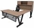 Urban Walnut Steel V-Leg Rectangular Front U-Shaped Desk with Hutch