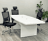 8' White Boat Shaped Conference Table