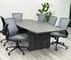 8' Charcoal Boat-Shaped Conference Table w/6 Gray Mesh Chairs
