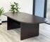 8' Mocha Oval Racetrack Conference Table w/6 Black and Charcoal Leather Chairs