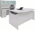 Adjustable Height Bow Front U-Shaped Desk w/Hutch in White