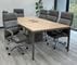 8' Contrasts Rustic Conference Table w/ 6 Gray Leather Chairs Set