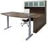 Electric Lift Adjustable Height Modern Walnut U-Desk w/Hutch