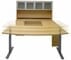 Maple Electric Lift Adjustable Height  U-Desk w/Hutch