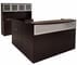 Mocha L-Shaped Reception Desk w/Frosted Glass Panel