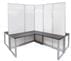 7'H TrendSpaces White Laminate Washable 4-Person L-Shaped Cluster Cubicle w/Glass
