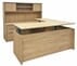 Beaumont Rectangular U-Shaped Workstation, Height Adjustable L-Surface, 3 Drawers & Hutch - 71