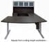 Charcoal Woodgrain Laminate Electric Lift Adjustable Height U-Desk w/Hutch