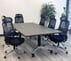 8' Folding Rectangular Conference table with Six Black Mesh Ergonomic Chairs Set