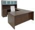 Modern Walnut Laminate Straight Front U-Workstation w/Hutch