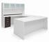 White & Woodgrain U-Shaped Workstation w/Hutch