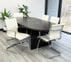 8' Mocha Oval Racetrack Table w/6  Sled Base Ivory Leather Chairs - Conference Set