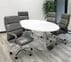 8' x 4' White Oval Table w/4 Gray Leather Chairs - Conference Set 
