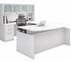 Enclosed Bow Front U-Shaped Desk with Hutch and Height Adjustable L-Surface
