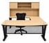 Beaumont Oak Steel V-Leg Bow Front U-Shaped Desk with Hutch