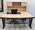Beaumont Steel V-Leg Bow Front U-Shaped Desk with Hutch