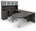 Charcoal Woodgrain Laminate Peninsula U-Desk w/Hutch