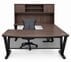 Columbia Walnut Steel V-Leg Bow Front U-Shaped Desk with Hutch