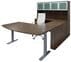 Electric Lift Adjustable Height Modern Walnut U-Desk w/Hutch