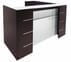 L-Shaped Glass Front Reception Desk w/6 Drawers