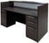 Rectangular Charcoal Woodgrain Reception Desk w/Frosted Glass Panel