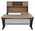 Urban Walnut Steel V-Leg Bow Front U-Shaped Desk with Hutch