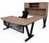 Urban Walnut Steel V-Leg Bow Front U-Shaped Desk with Hutch