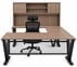 Urban Walnut Steel V-Leg Rectangular Front U-Shaped Desk with Hutch