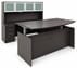 Adjustable Height Bow Front U-Shaped Desk w/Hutch in Charcoal