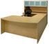 Adjustable Height Bow Front U-Shaped Desk w/Hutch in Maple