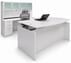 Adjustable Height Bow Front U-Shaped Desk w/Hutch in White