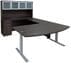 Charcoal Woodgrain Laminate Electric Lift Adjustable Height U-Desk w/Hutch