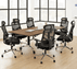 8' Folding Rectangular Conference table with Six Black Mesh Ergonomic Chairs Set
