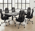 8' Folding Rectangular Conference table with Six Black Mesh Ergonomic Chairs Set